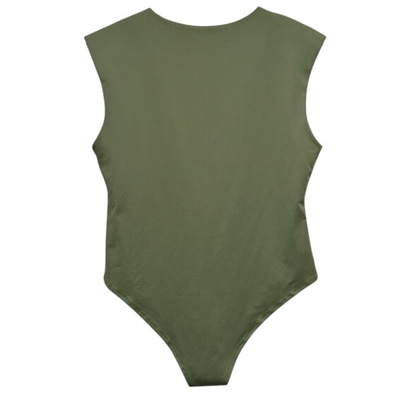 NWT ReoRia Sage Green Sleeveless Bodysuit w/ Shoulder Pads Plus Womens Size 2XL - Picture 11 of 11